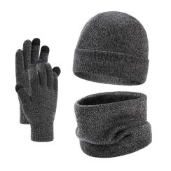 2 Sets Knit Touchscreen Hat Scarf Gloves