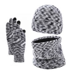 3 Sets Fleece Gloves Scarf Hats for Men