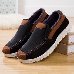 2 Pairs Fur Lined Men Daily Wear Casual Flat Shoes